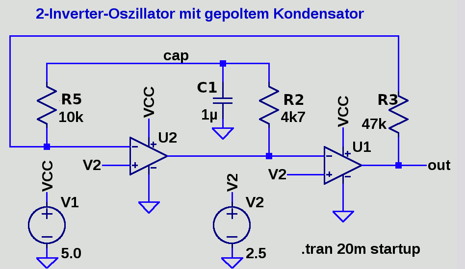 Schaltplan Oszillator mit Elko